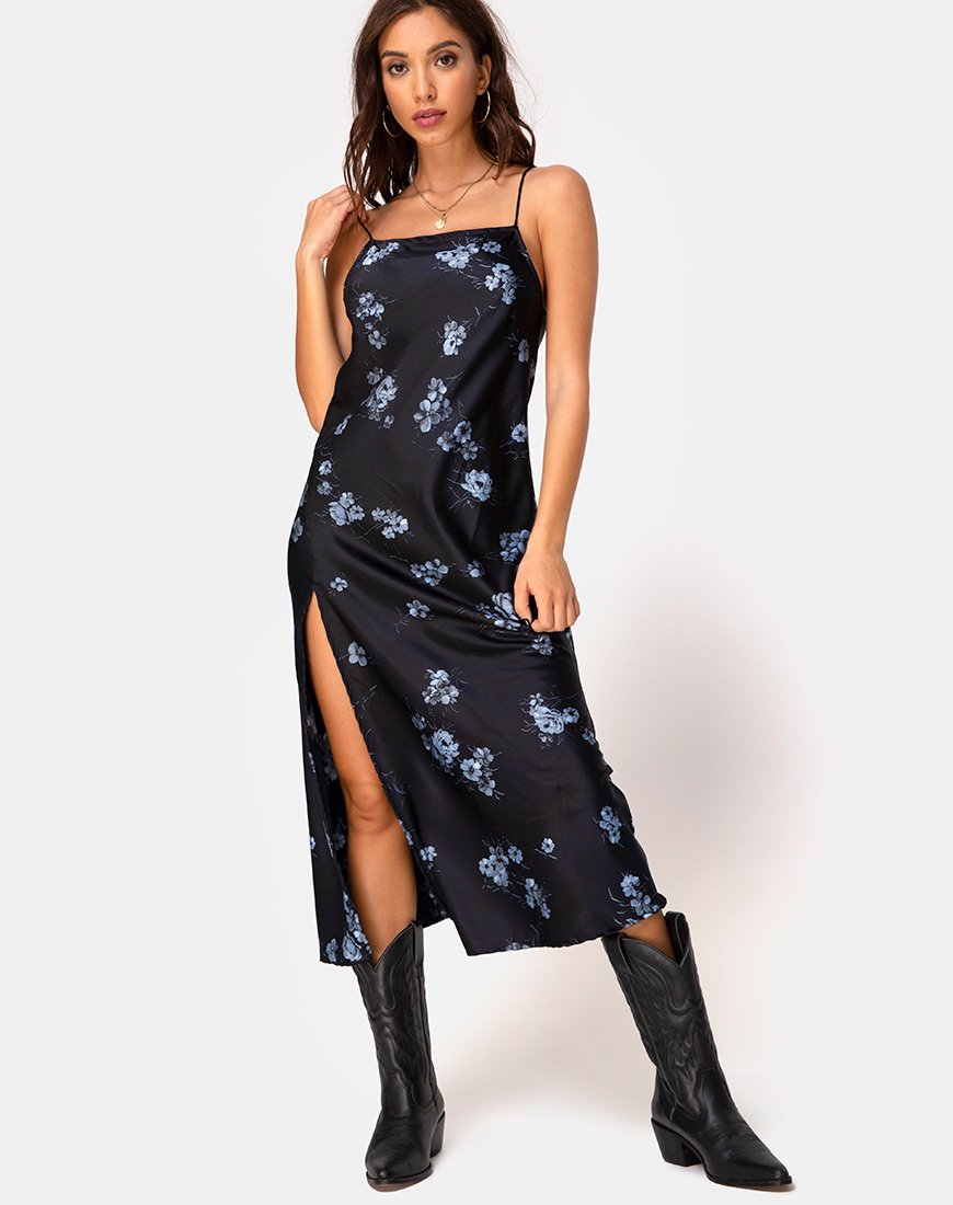 Quinty Kleid in Schwarz Mono Flower
