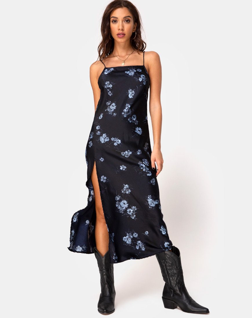 Image of Quinty Kleid in Schwarz Mono Flower