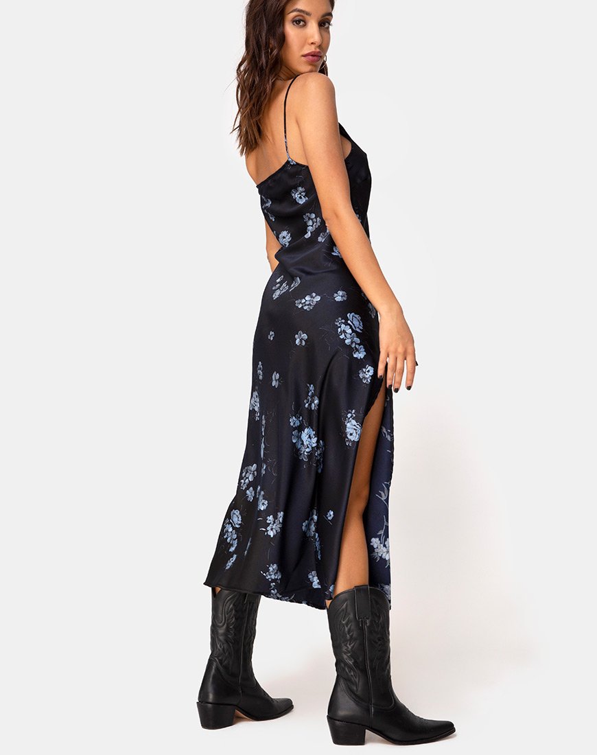Quinty Kleid in Schwarz Mono Flower