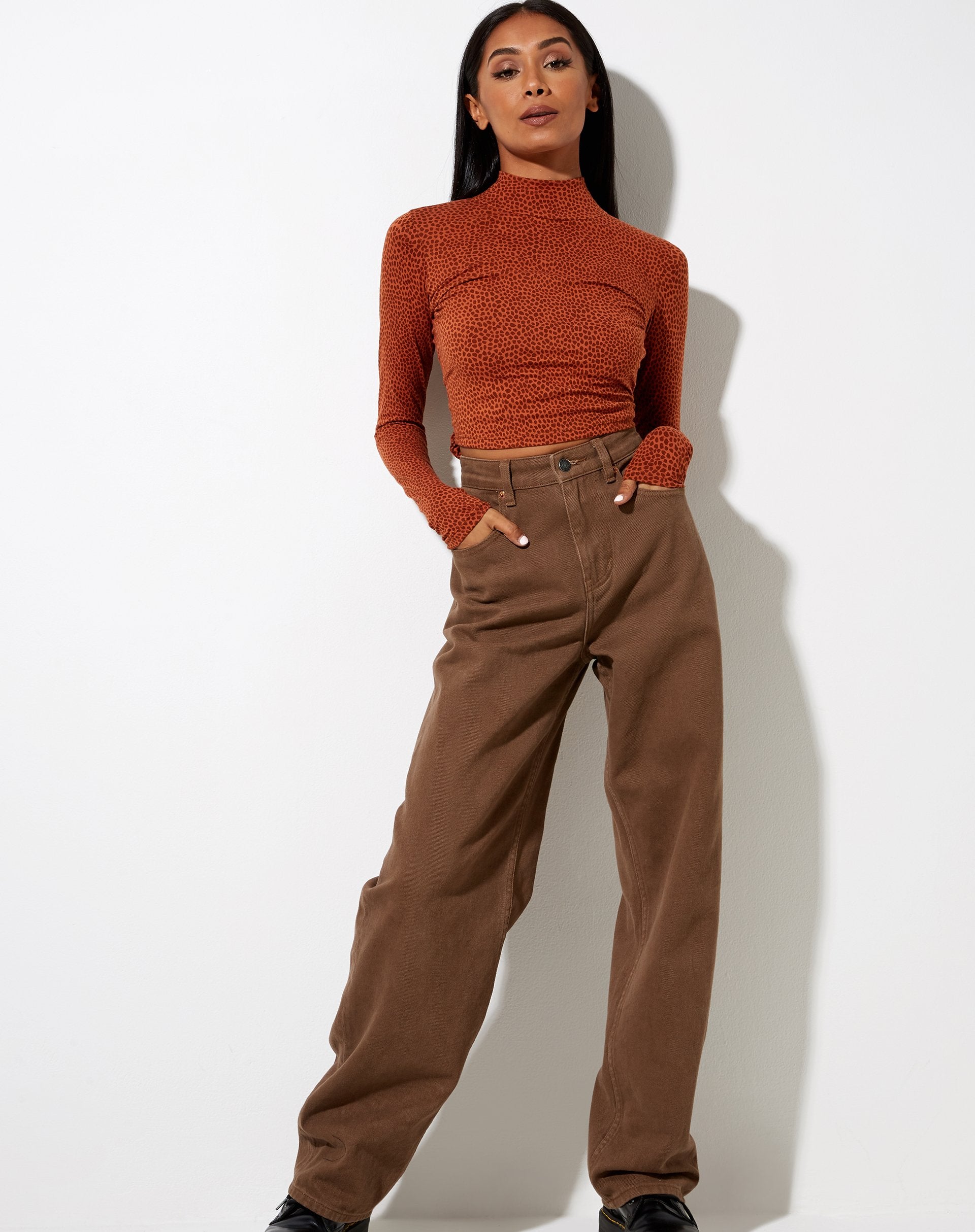 Image of Quky Crop Top in Mini Croc Braun