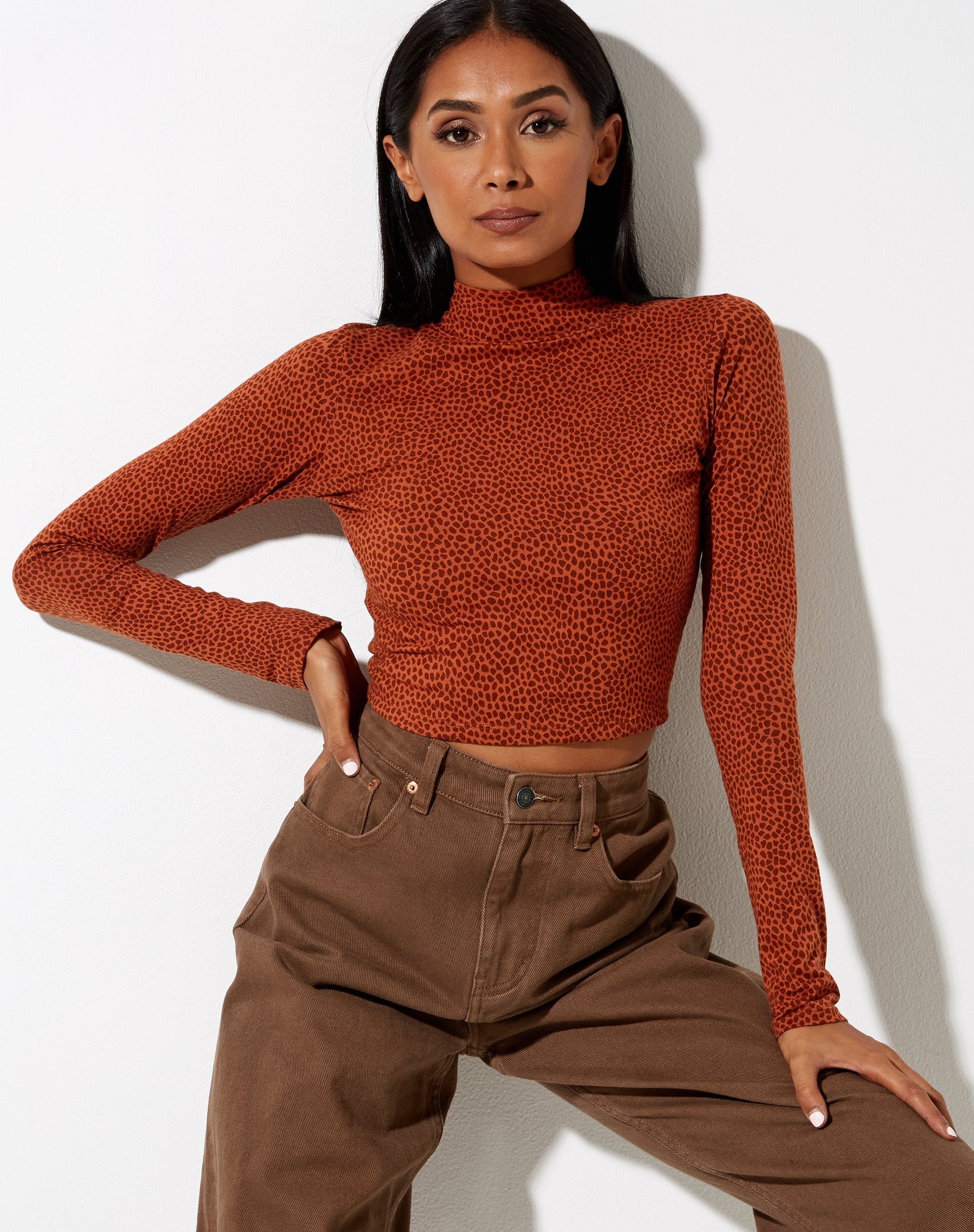 Image of Quky Crop Top in Mini Croc Braun