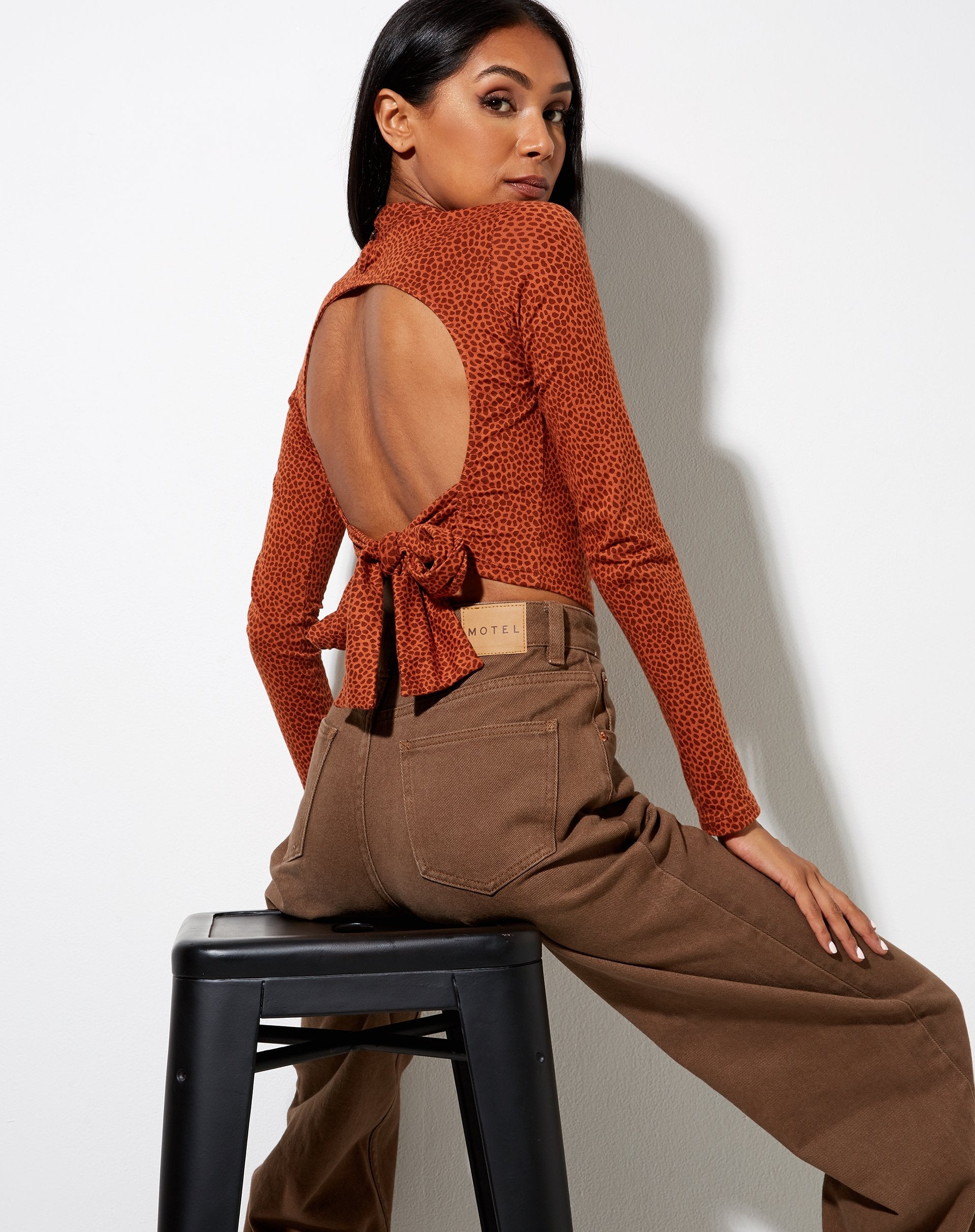 Image of Quky Crop Top in Mini Croc Braun