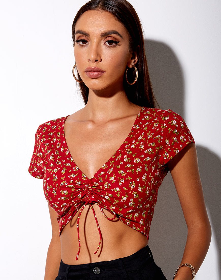 Bild von Raeto Crop Top in Falling For You Floral Rot