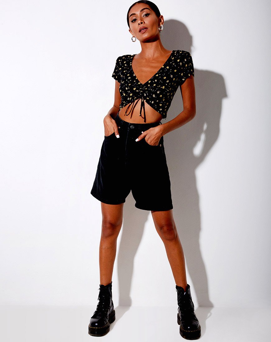 Bild von Raeto Crop Top in Pretty Petal Schwarz