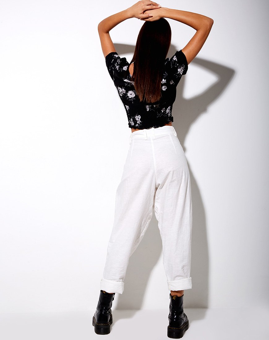 Bild von Raquel Crop Top in Mono Flower Schwarz