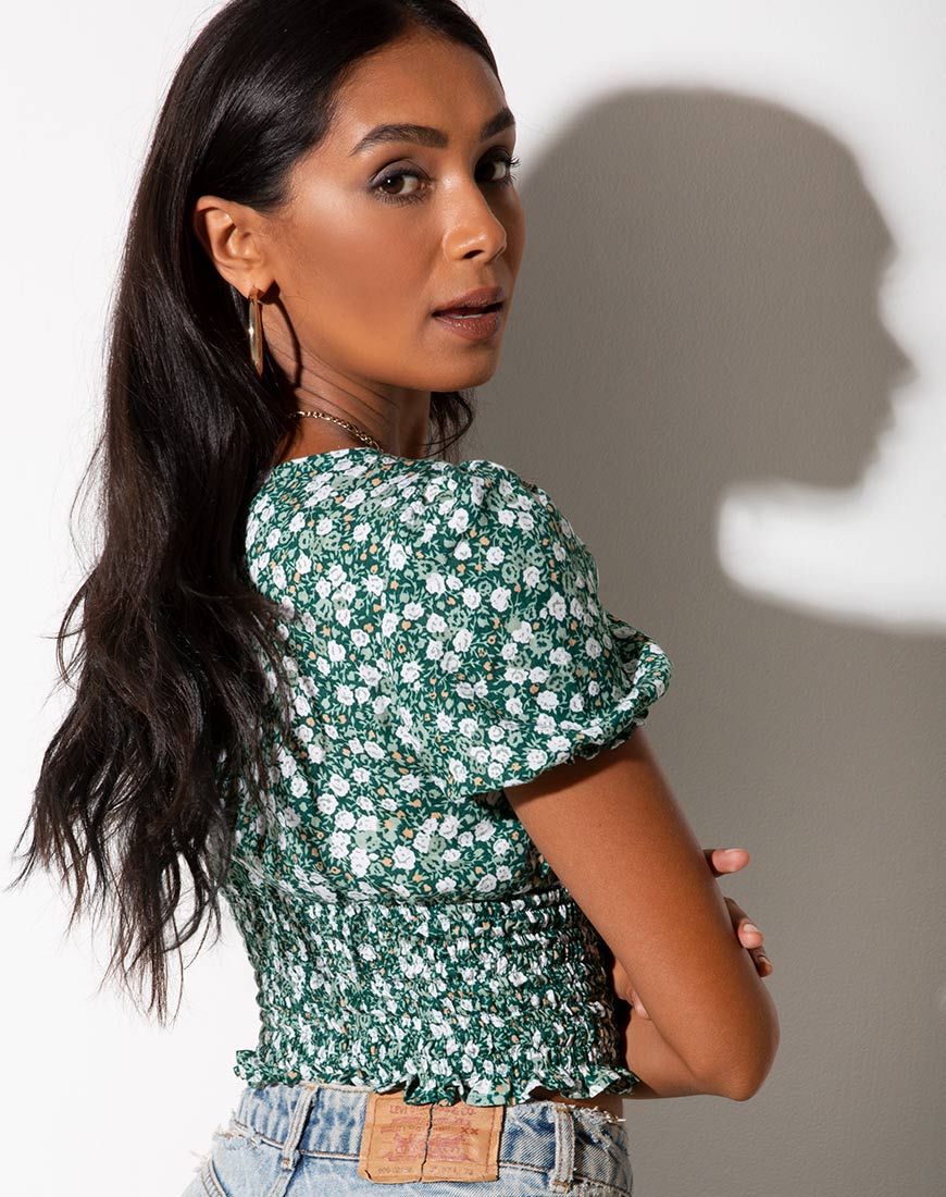 Raquel Oberteil in Floral Field Green