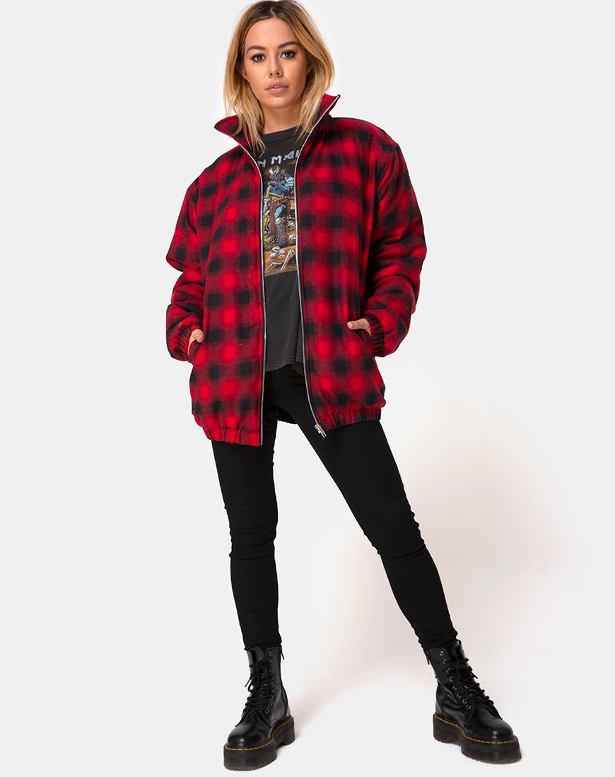 Image of Raven Jacke in Karo Rot Schwarz