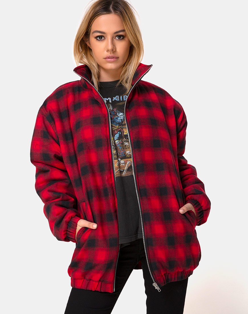 Image of Raven Jacke in Karo Rot Schwarz