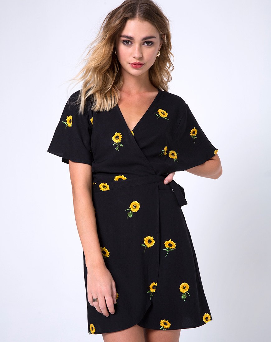 Rawa Wickelkleid in Ditsy Sunflower