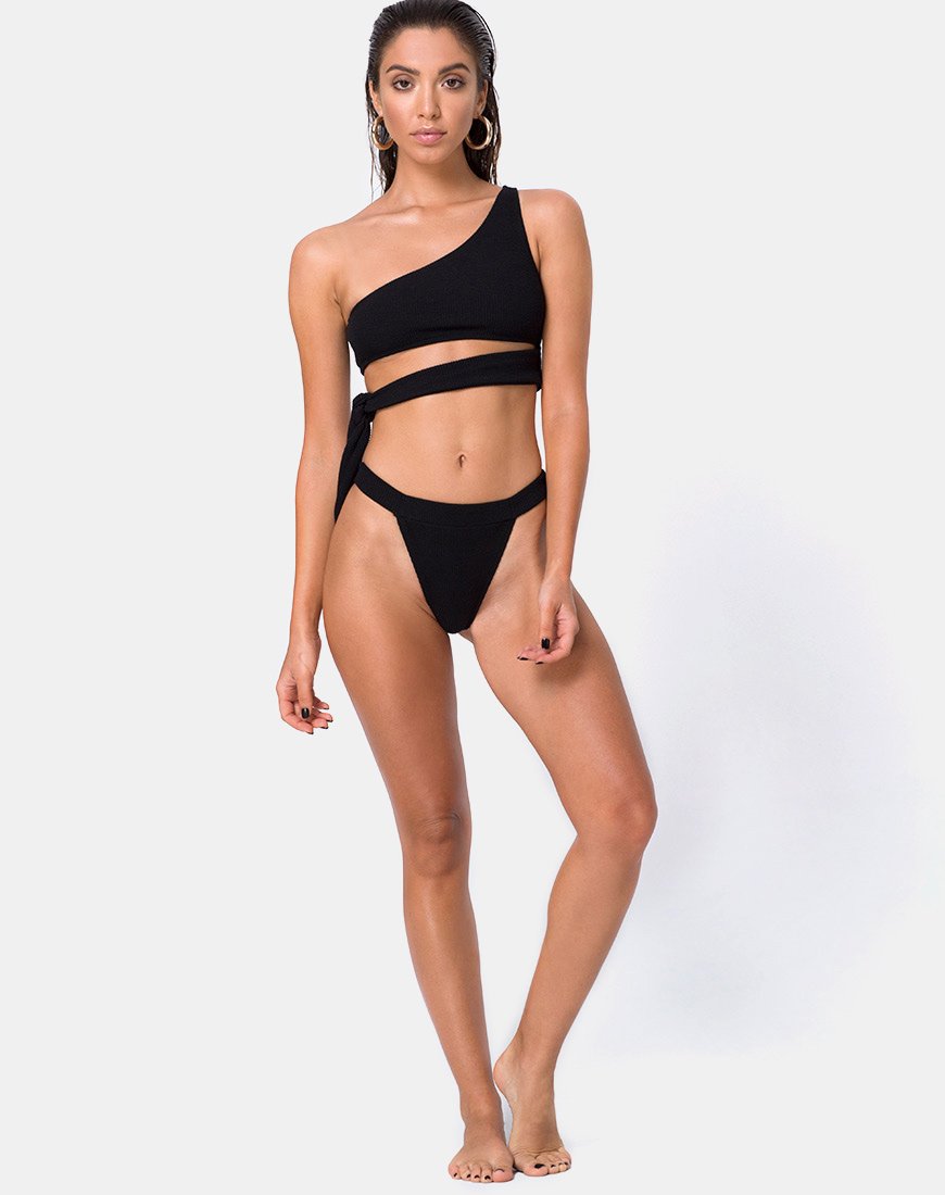 Image of Rawlins Bikini-Oberteil aus Crinkle Rib Schwarz
