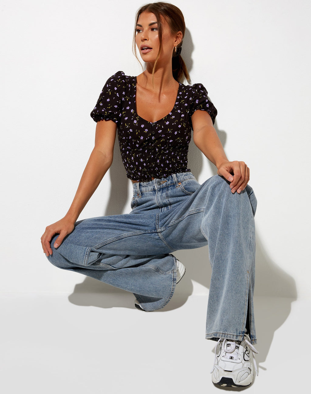 Ray Top in Pretty Petal Kaffee und Lila