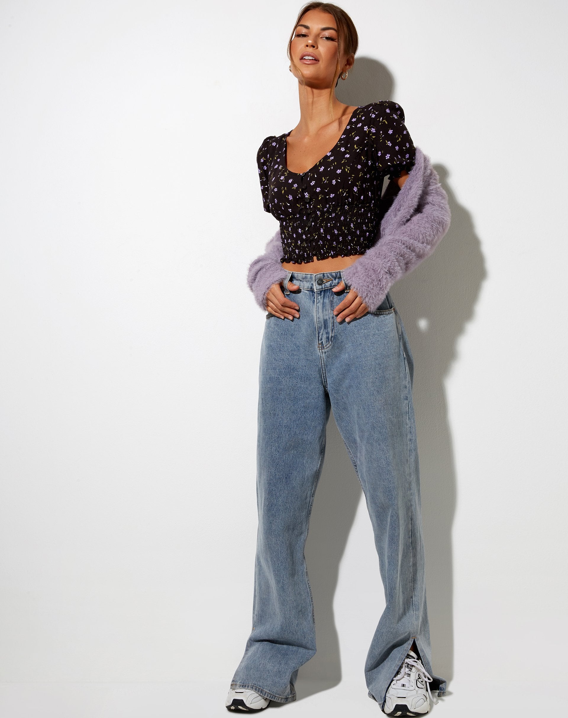 Image of Ray Top in Pretty Petal Kaffee und Violett