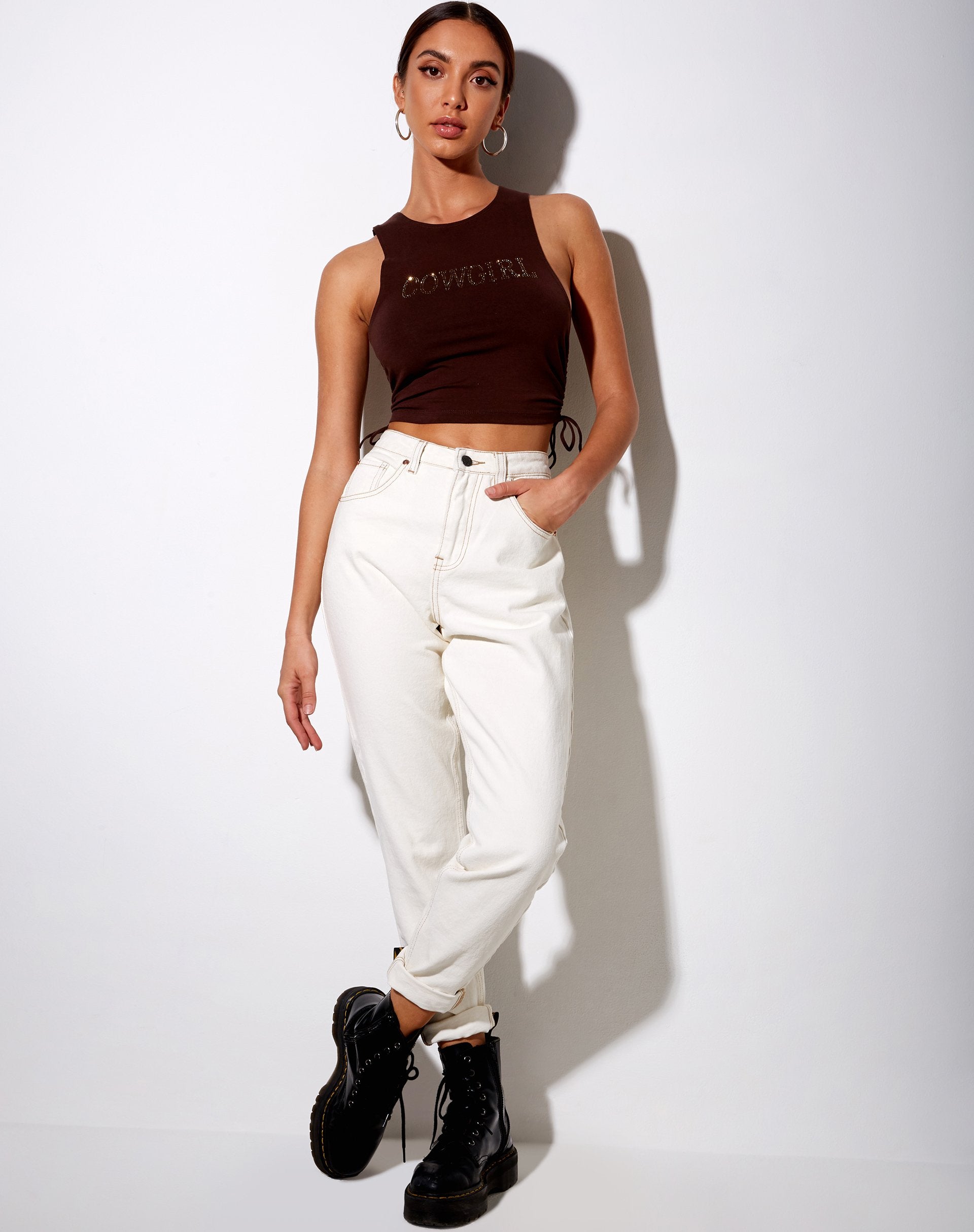 Bild von Raze Vest Top in Braun Cowgirl Hotfix