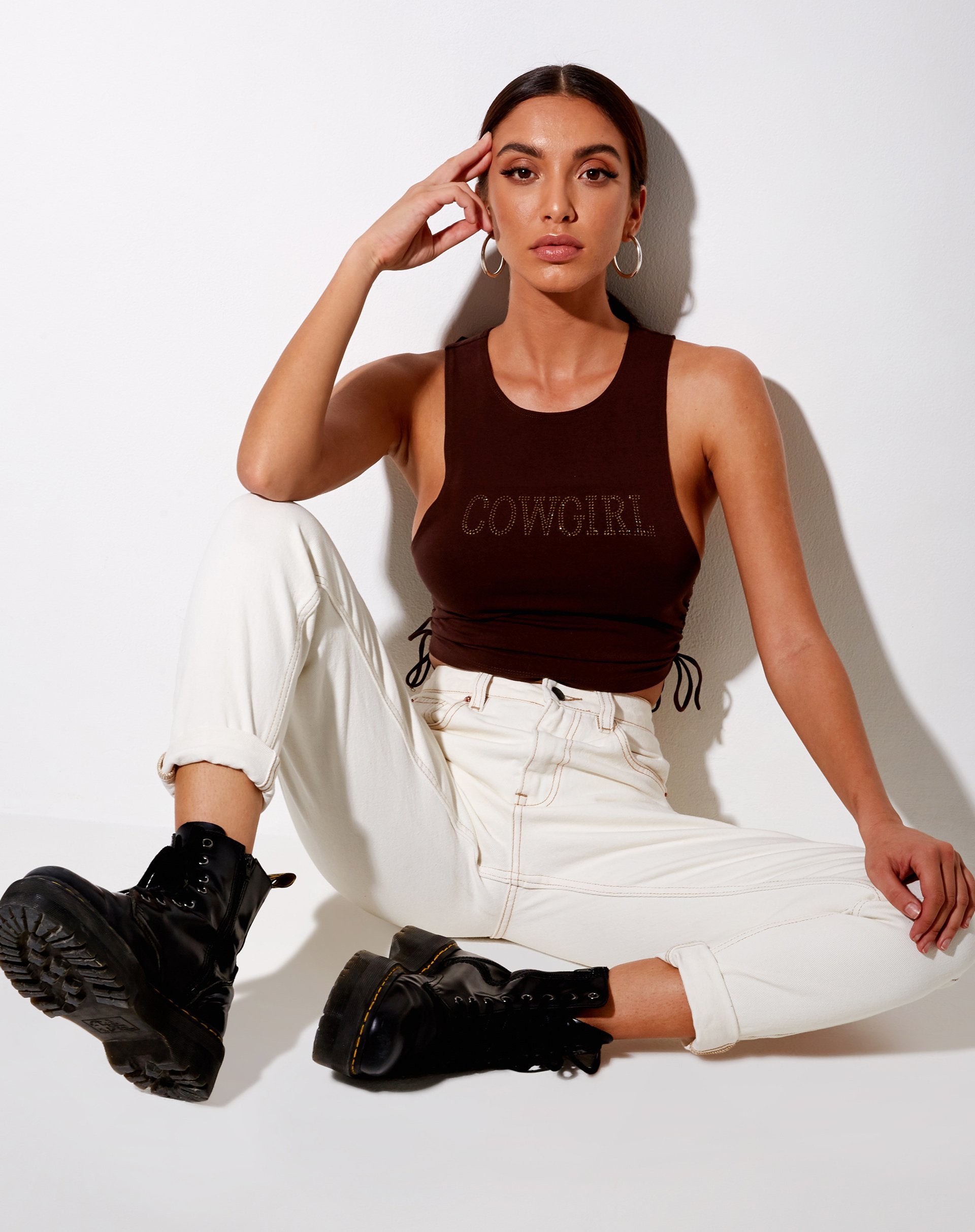 Bild von Raze Vest Top in Braun Cowgirl Hotfix