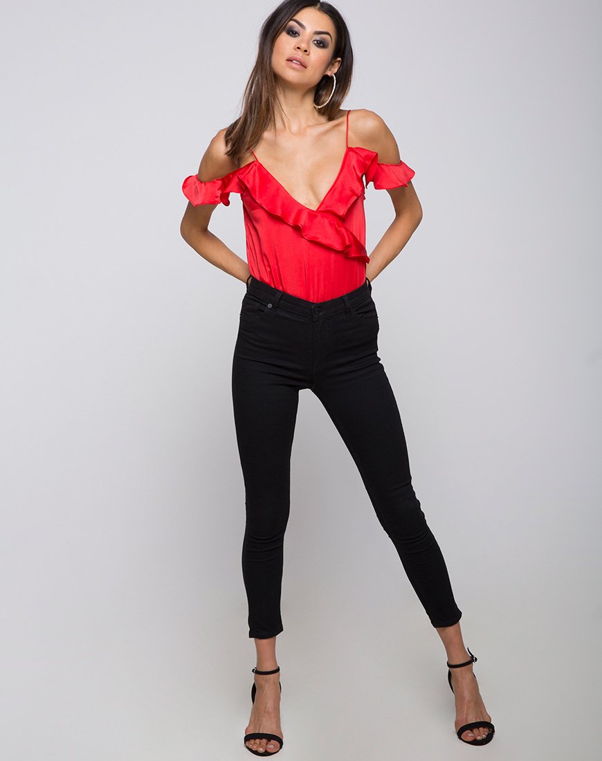 Image von Reilly Cold Shoulder Mieder in Rot