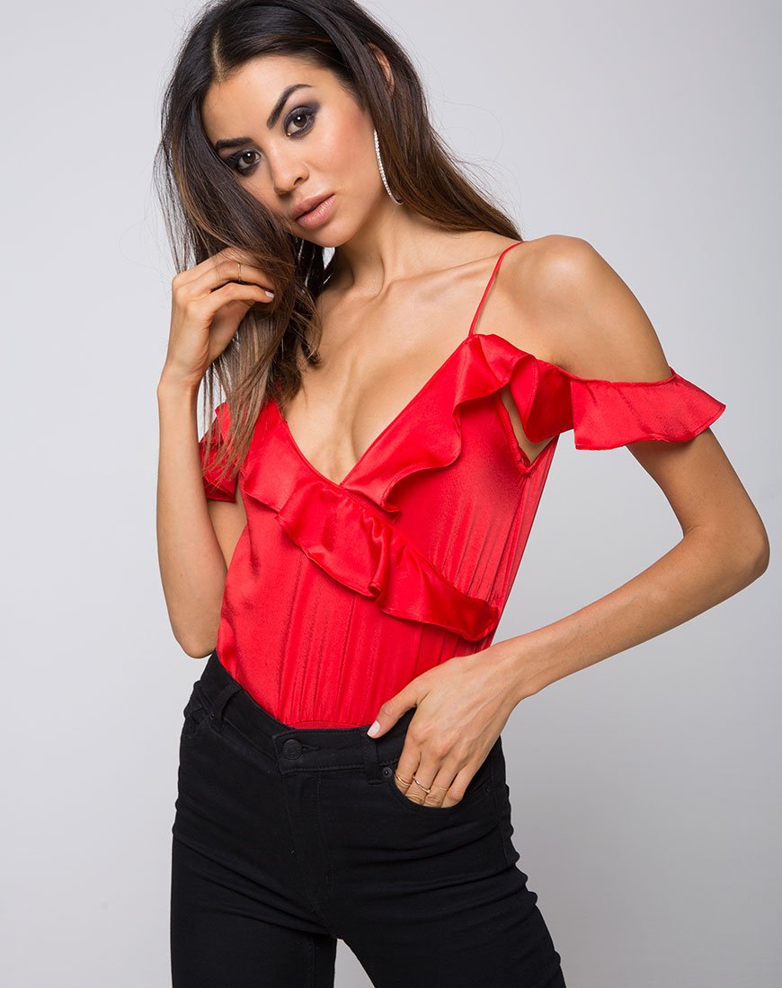 Image von Reilly Cold Shoulder Mieder in Rot