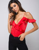 Image von Reilly Cold Shoulder Mieder in Rot