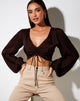 Image of Reilo Crop Top aus Satin Zebra Bitter Chocolate