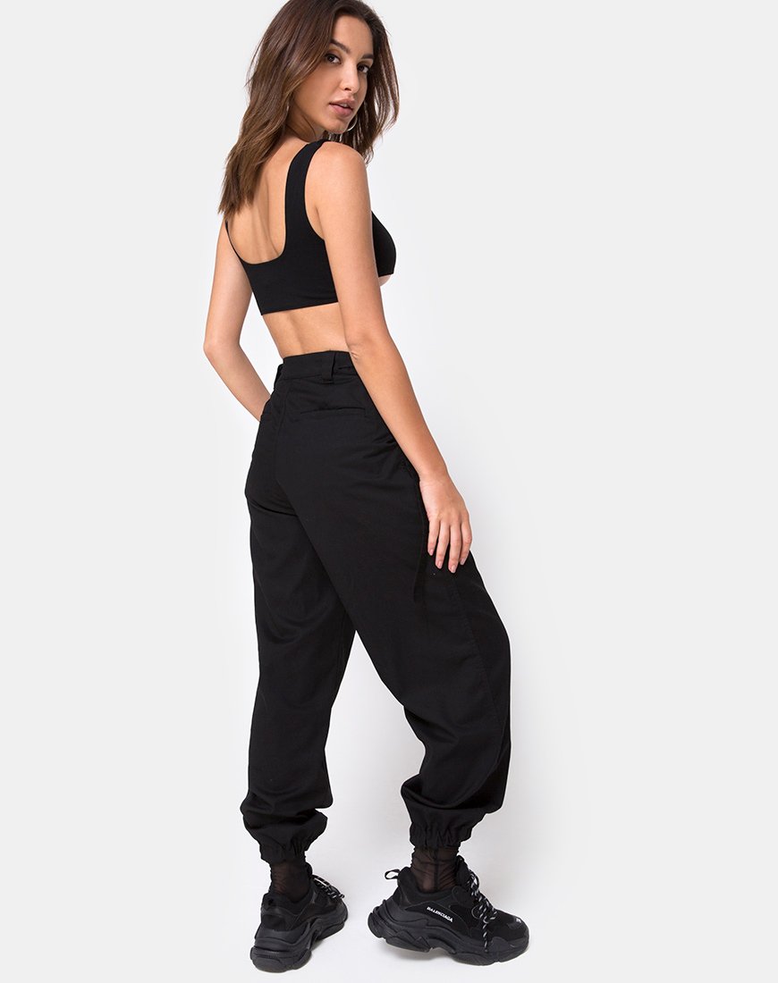 Image of Reka Crop Top in Schwarz mit silberner Schnalle