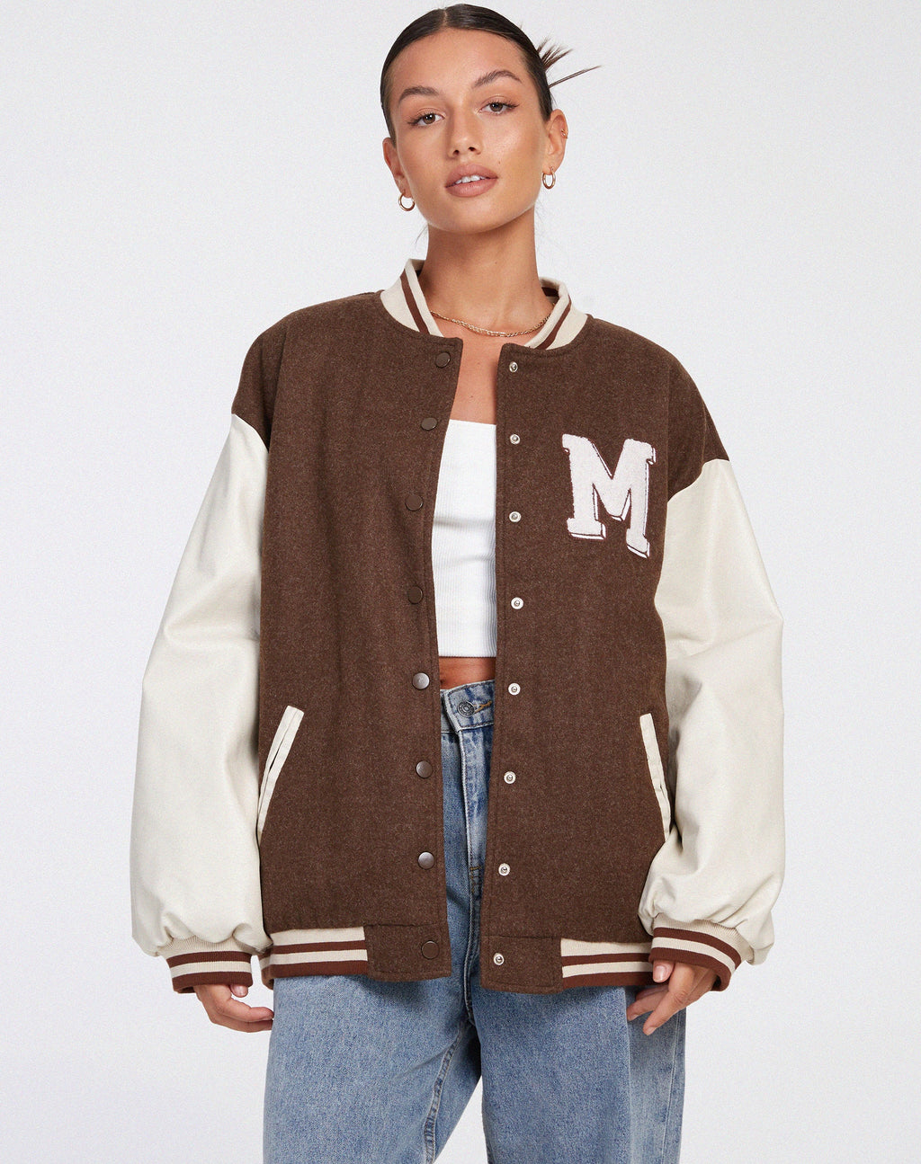 Bama Varsity Jacke in Braun Beige