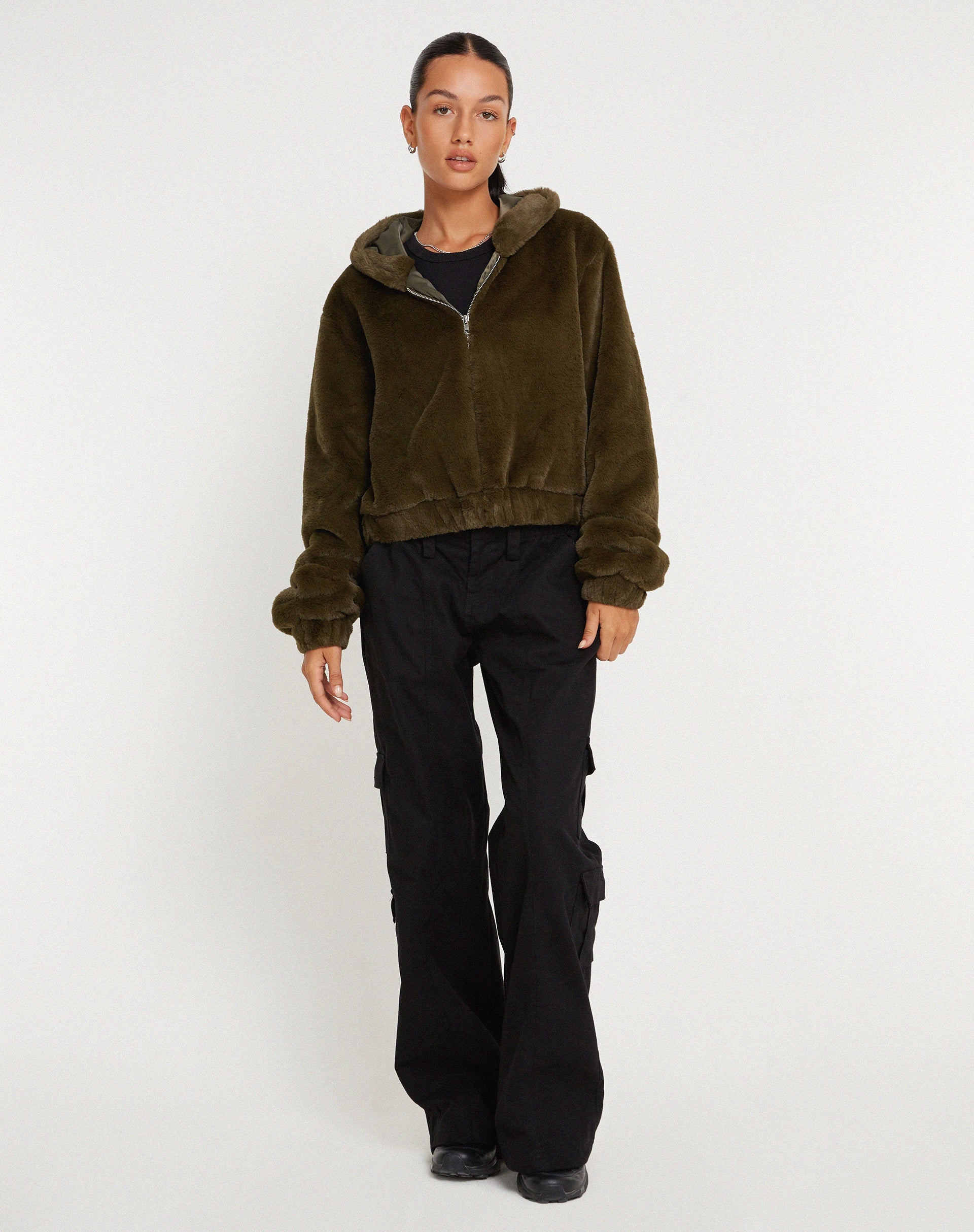 Bild von Banowa Zip Up Jacke in Olive