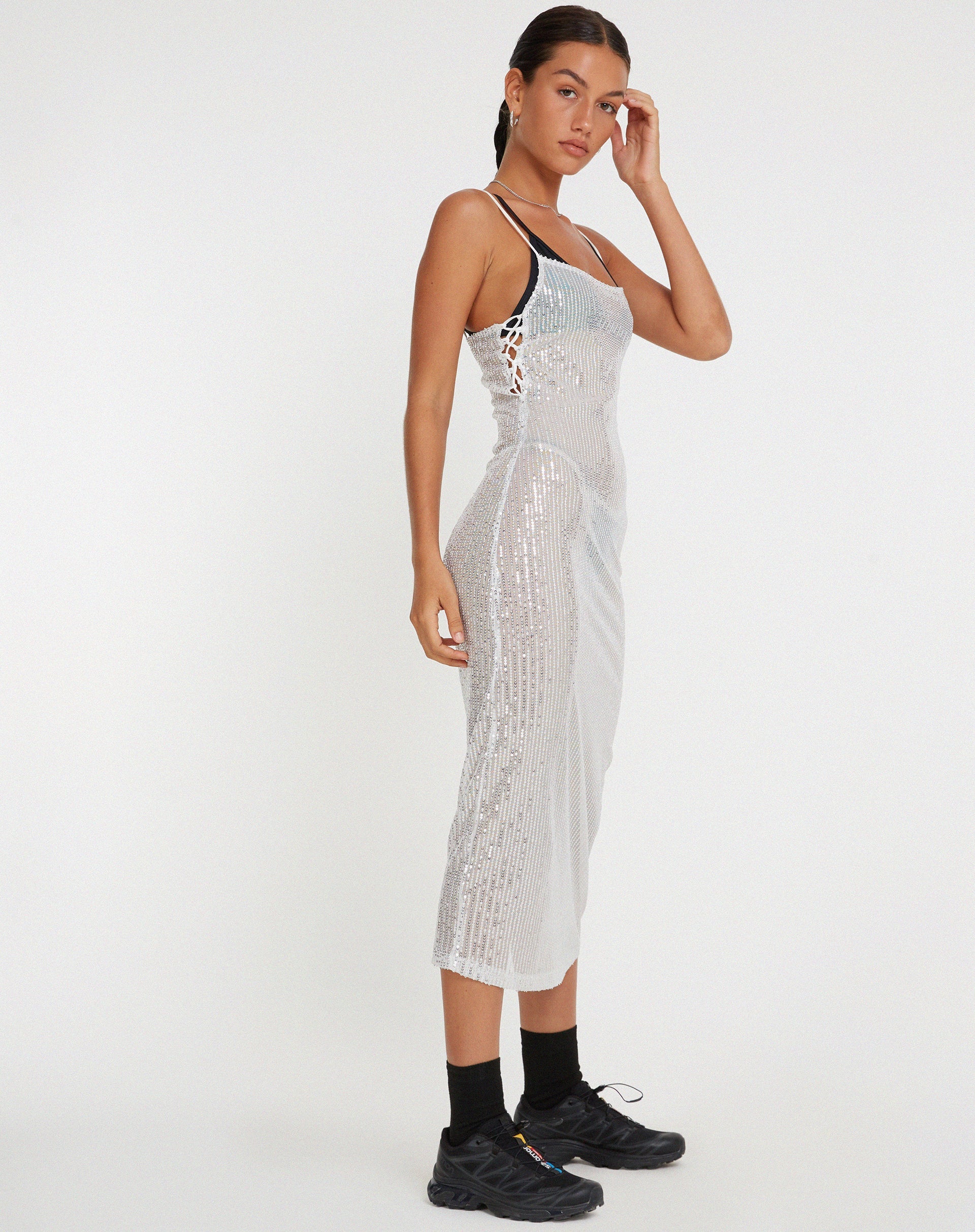 Bidelia Kleid aus Pailletten Silber