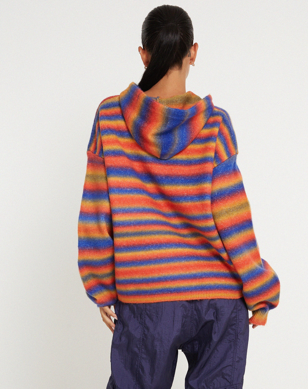 Ehsan Kapuzenpullover in Rot Mix Streifen