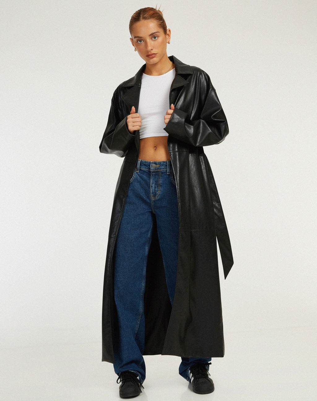 Ejo Trenchcoat aus PU Schwarz