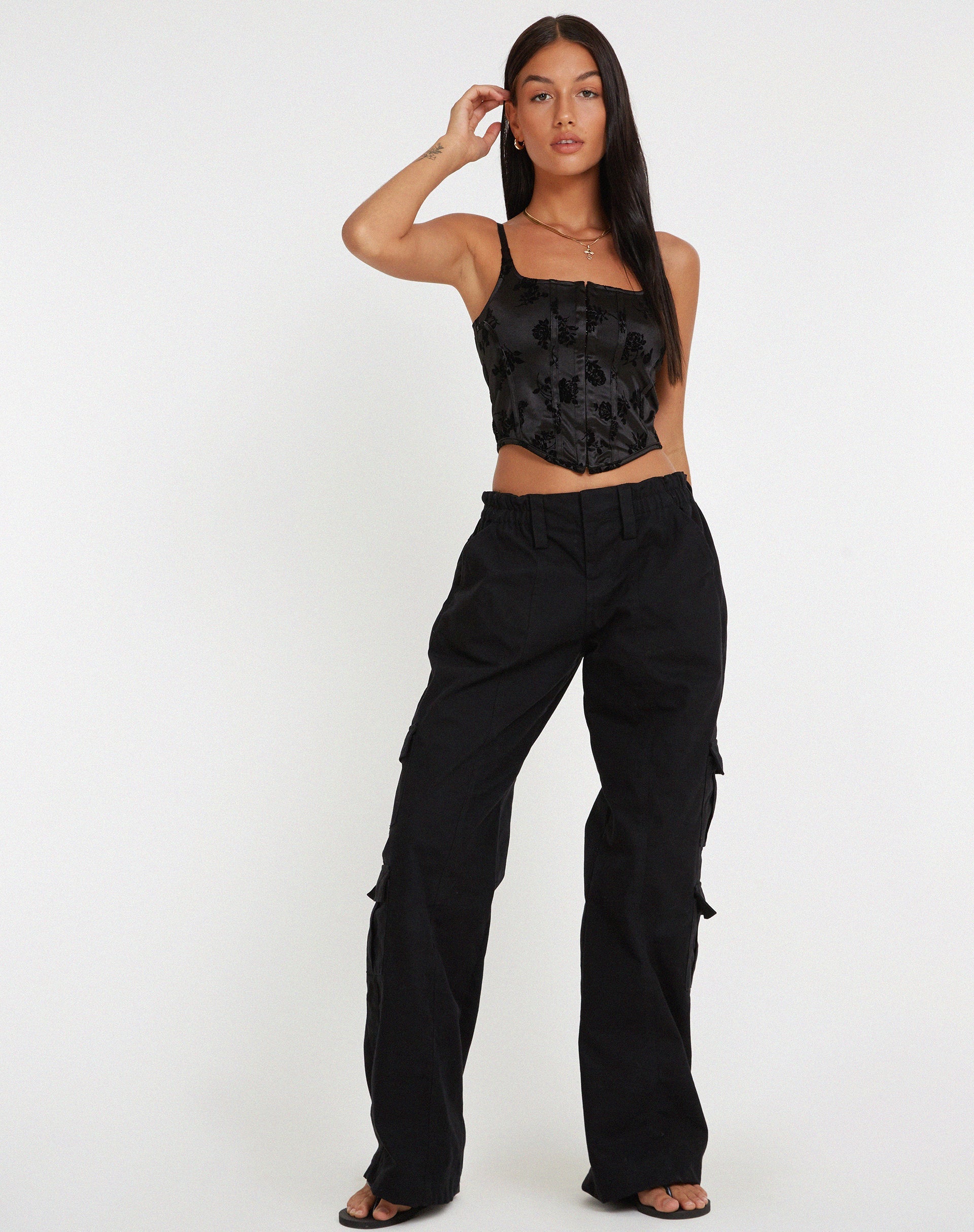 Bild von Ello Korsett-Top in Black Rose Flock