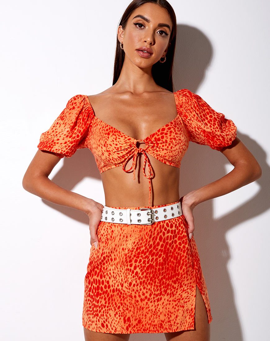 Bild von Chelin Crop Top in Farbverlauf Cheetah Tangerine
