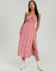 Bild von Jeyro Midikleid in Ditsy Butterfly Pfirsich und Rot