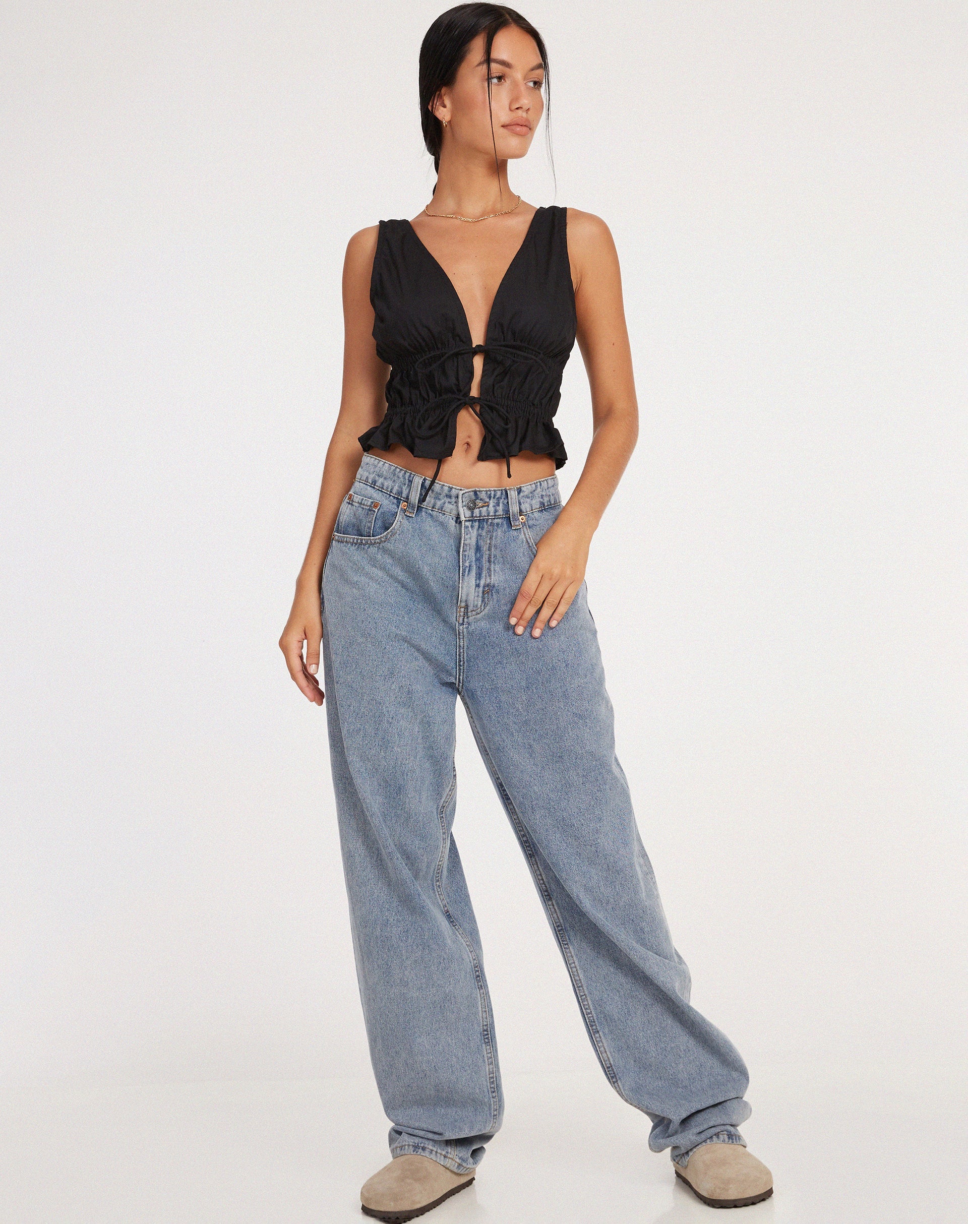 Bild von Kayson Crop Top aus schwarzer Popeline