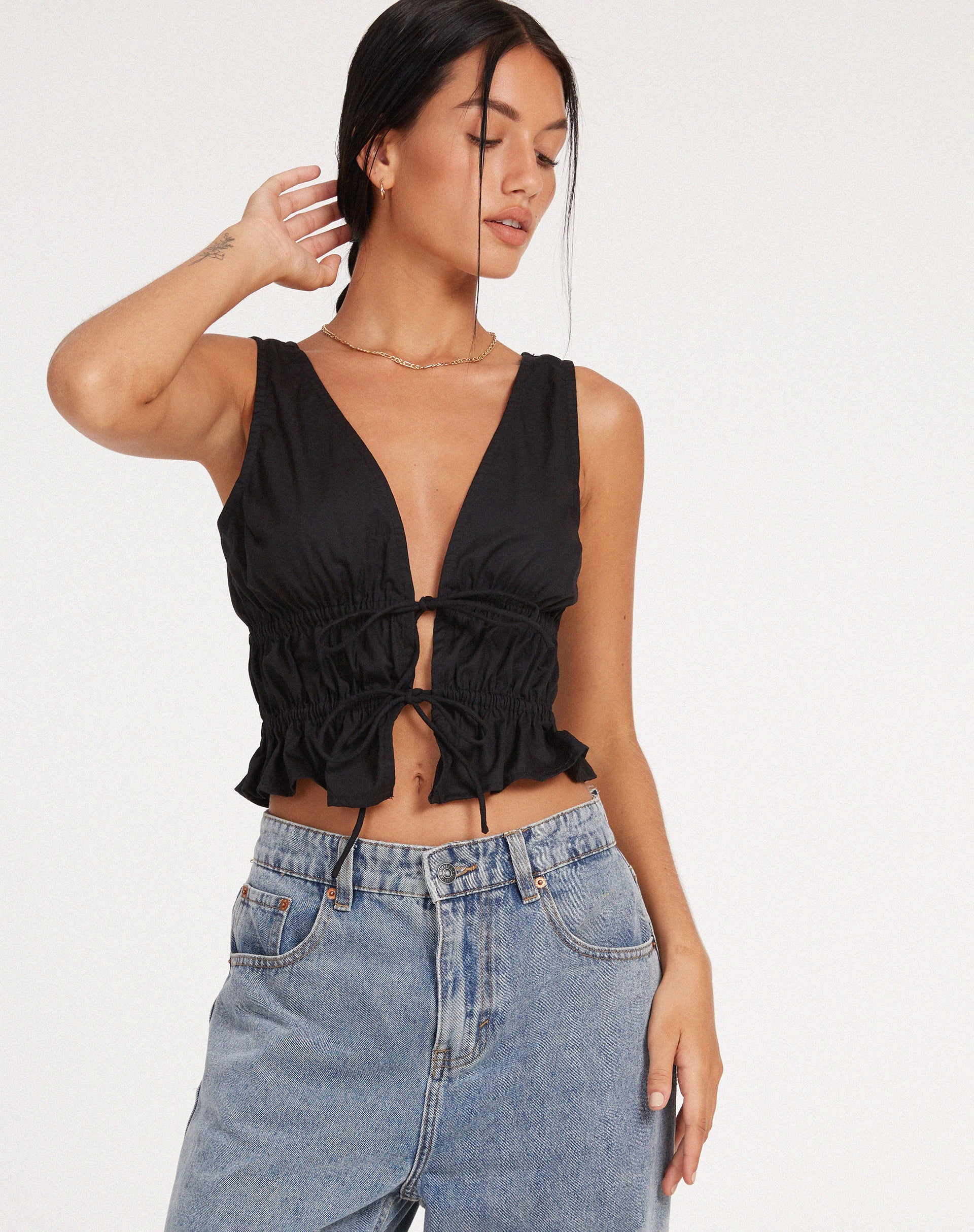 Bild von Kayson Crop Top aus schwarzer Popeline
