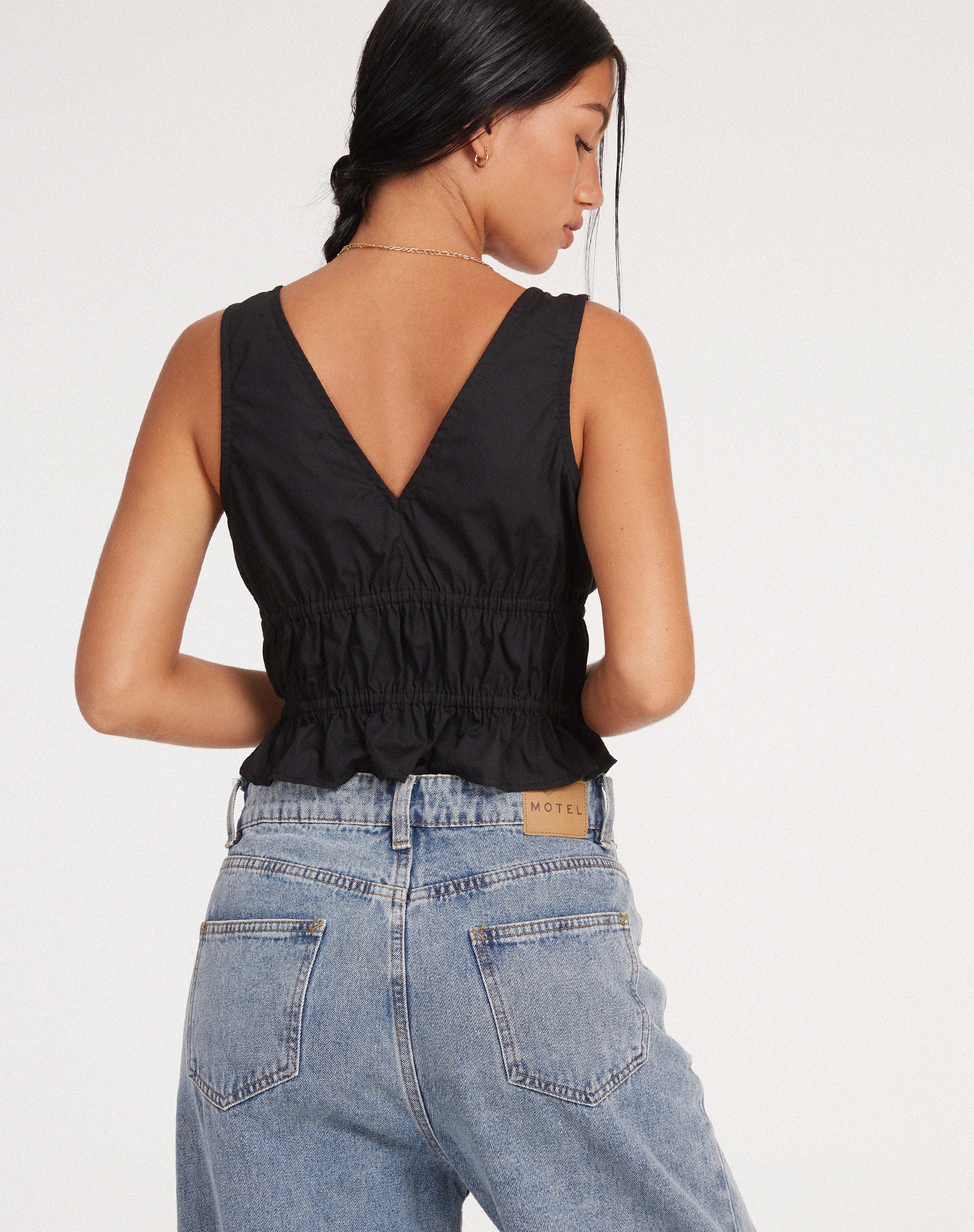 Bild von Kayson Crop Top aus schwarzer Popeline