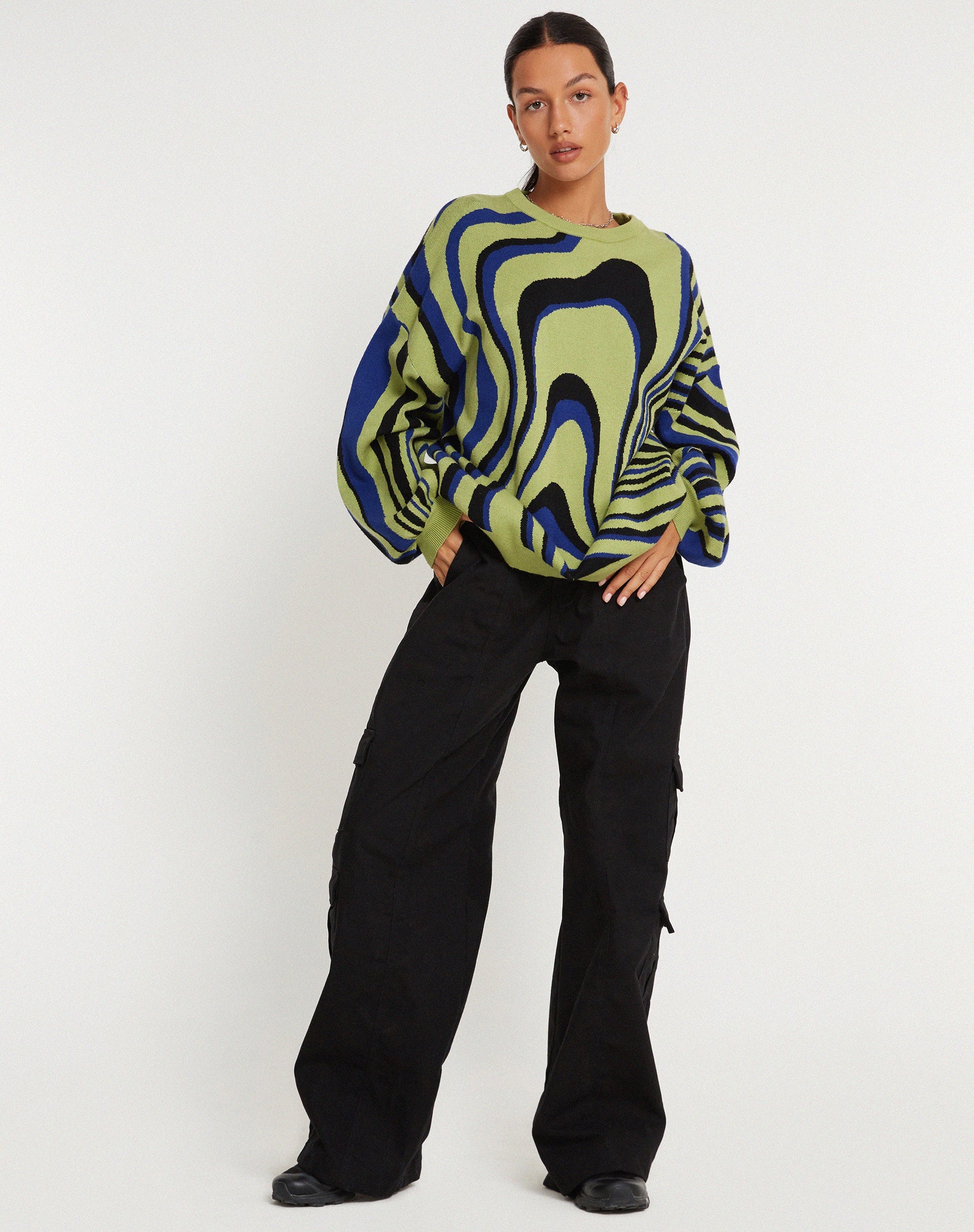 Image of Mably Pullover in Übergröße in Mega Ripple Grün
