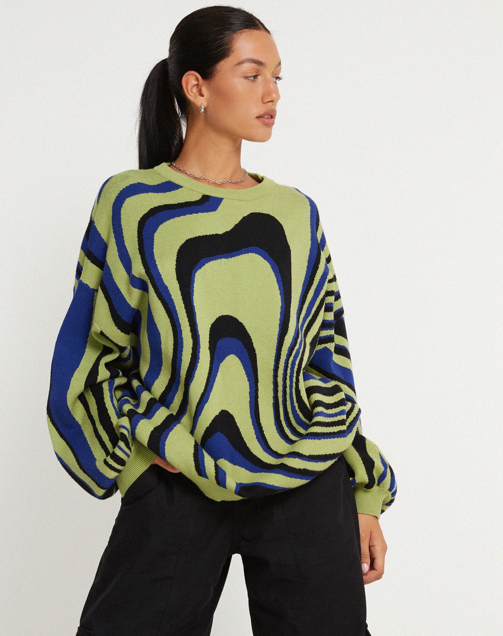 Mably Oversized Pullover in Mega Ripple Grün
