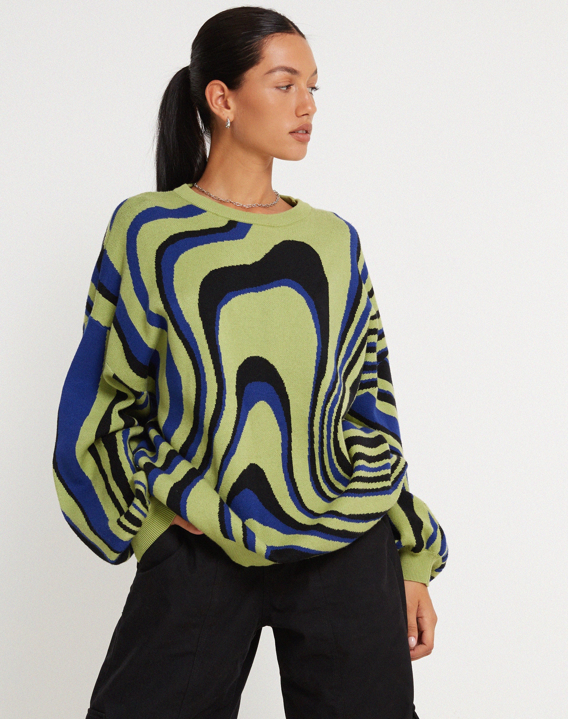 Image of Mably Pullover in Übergröße in Mega Ripple Grün
