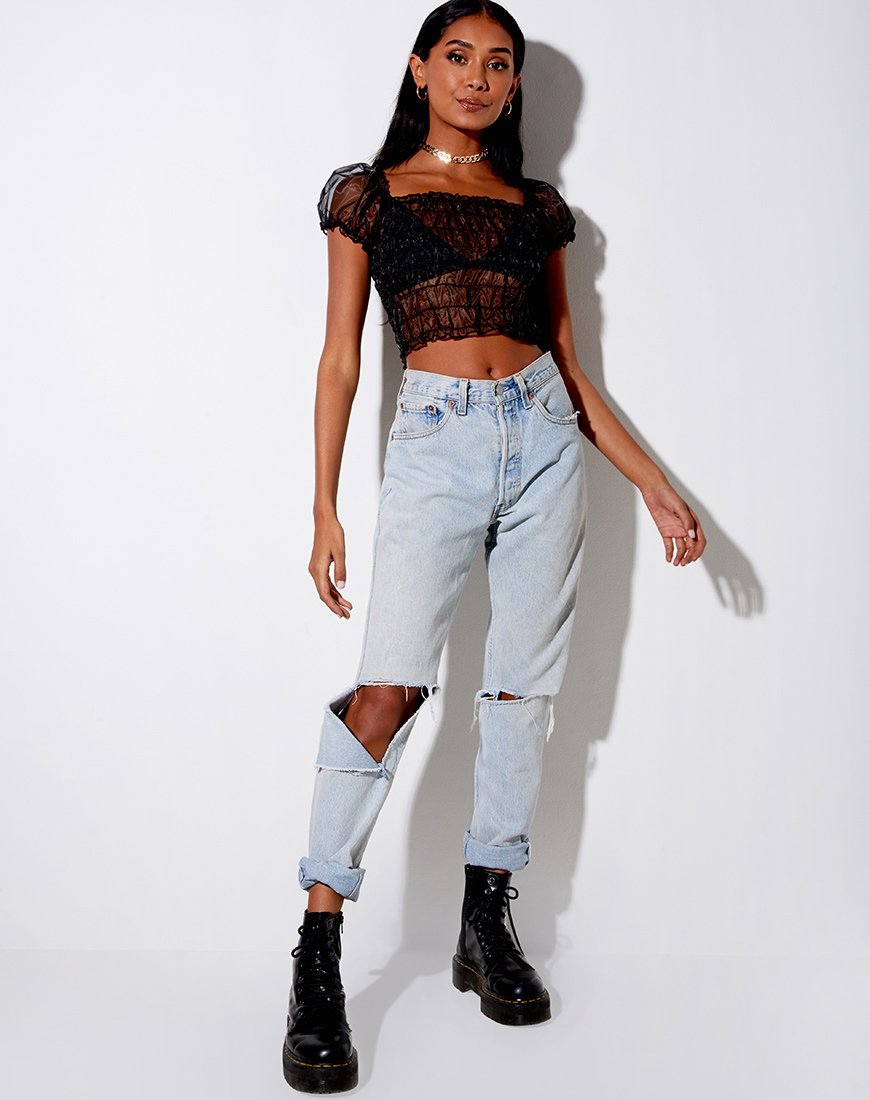 Bild von Marilla Crop Top aus schwarzem Organza