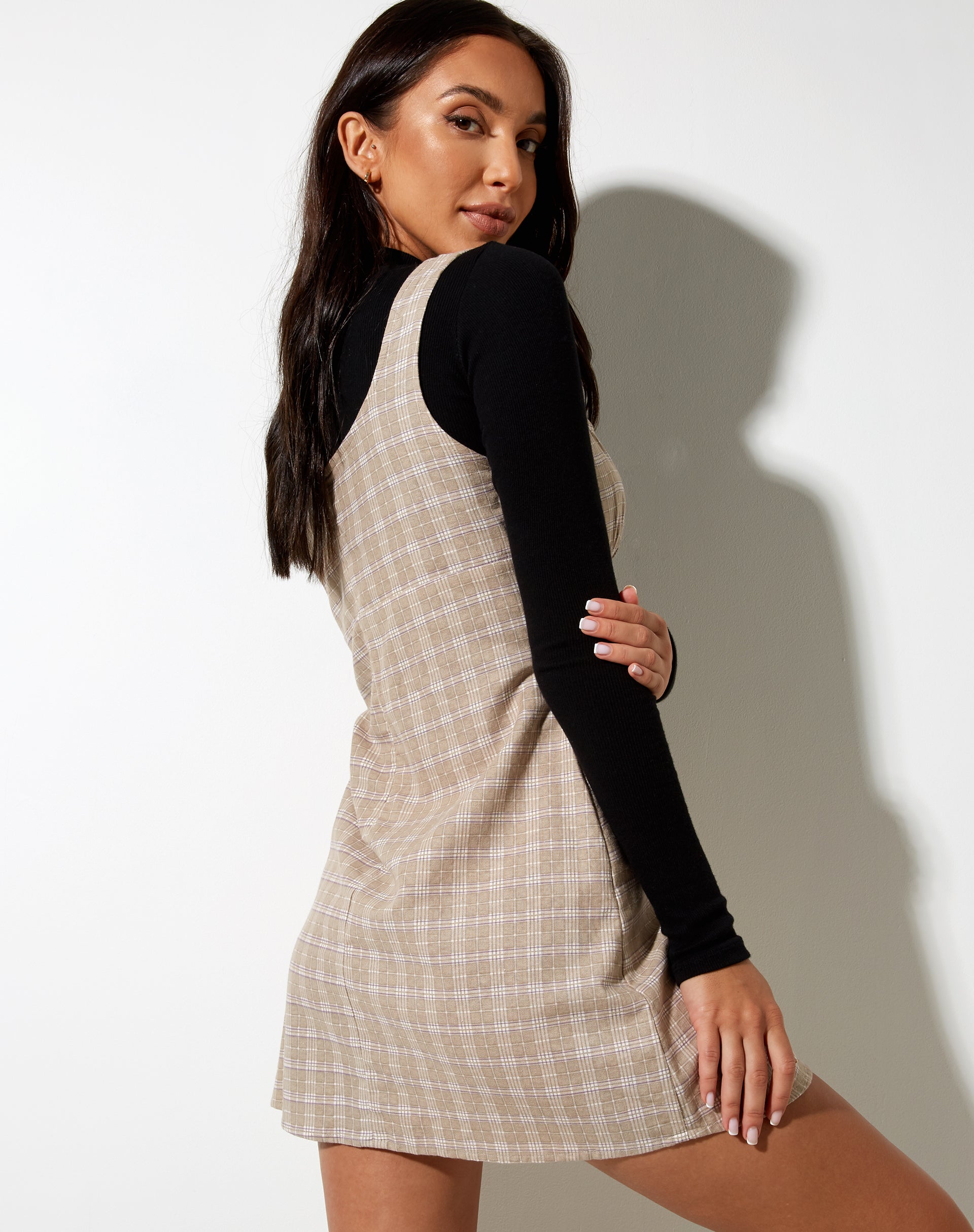 Image of Mehra Minikleid in Taupe Karo