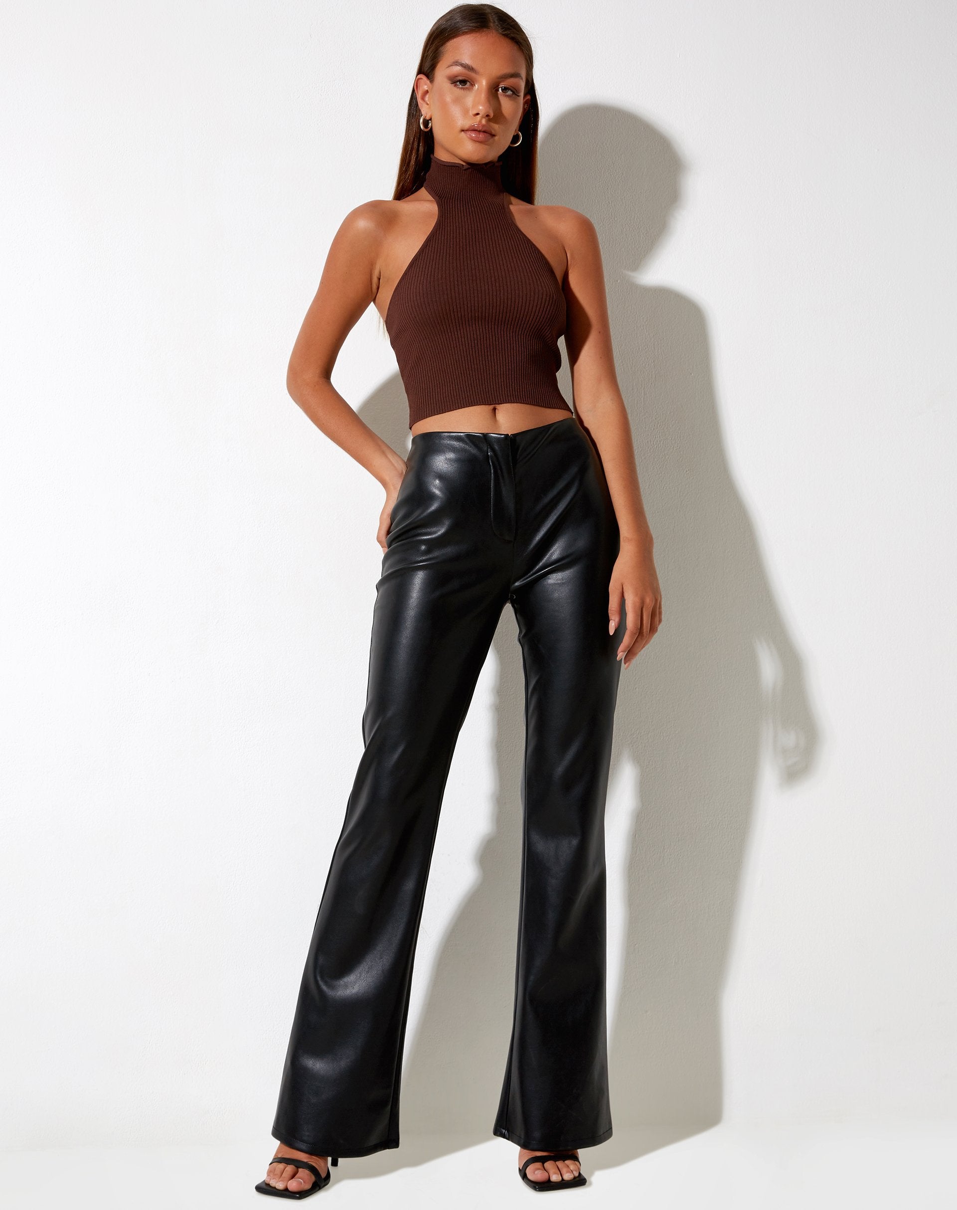 Bild von Moila Crop Top in Knit Chocolate
