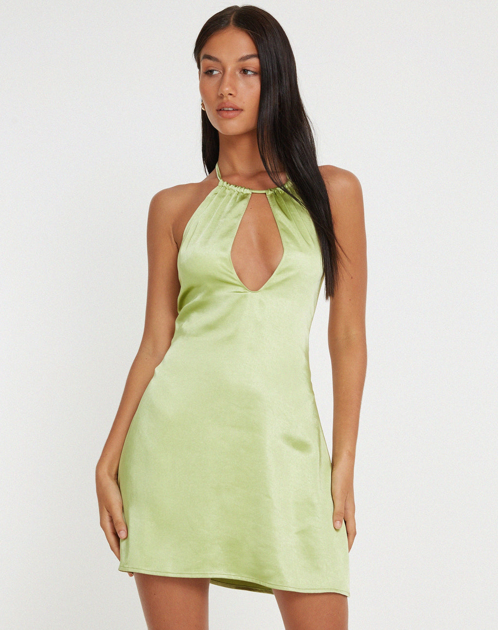 Rauna Minikleid aus Satin Nilgrün