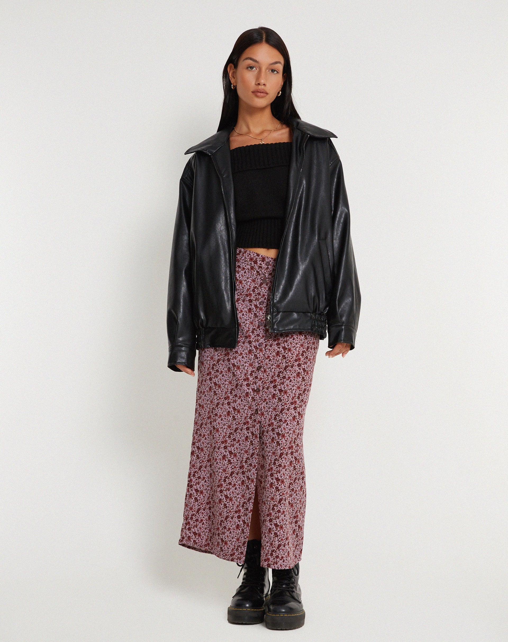Abbildung des Relow Maxirocks in 90's Floral Burgundy
