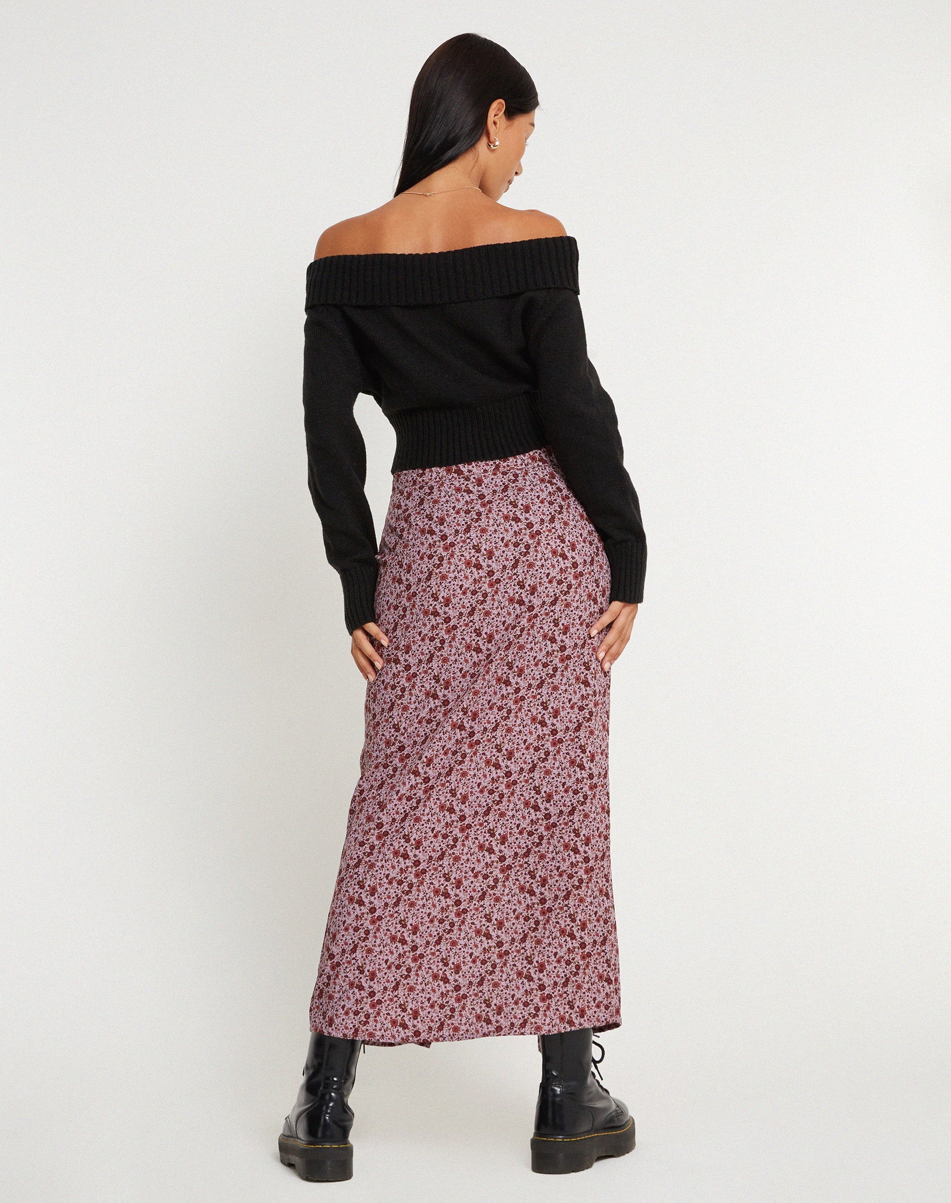 Abbildung des Relow Maxirocks in 90's Floral Burgundy