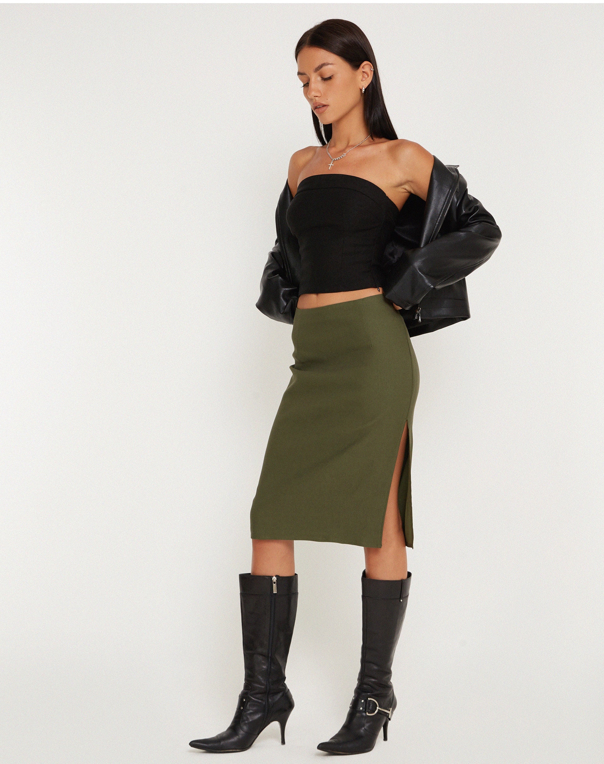 Bild von Sekoji Midirock mit Seitenschlitz in Khaki