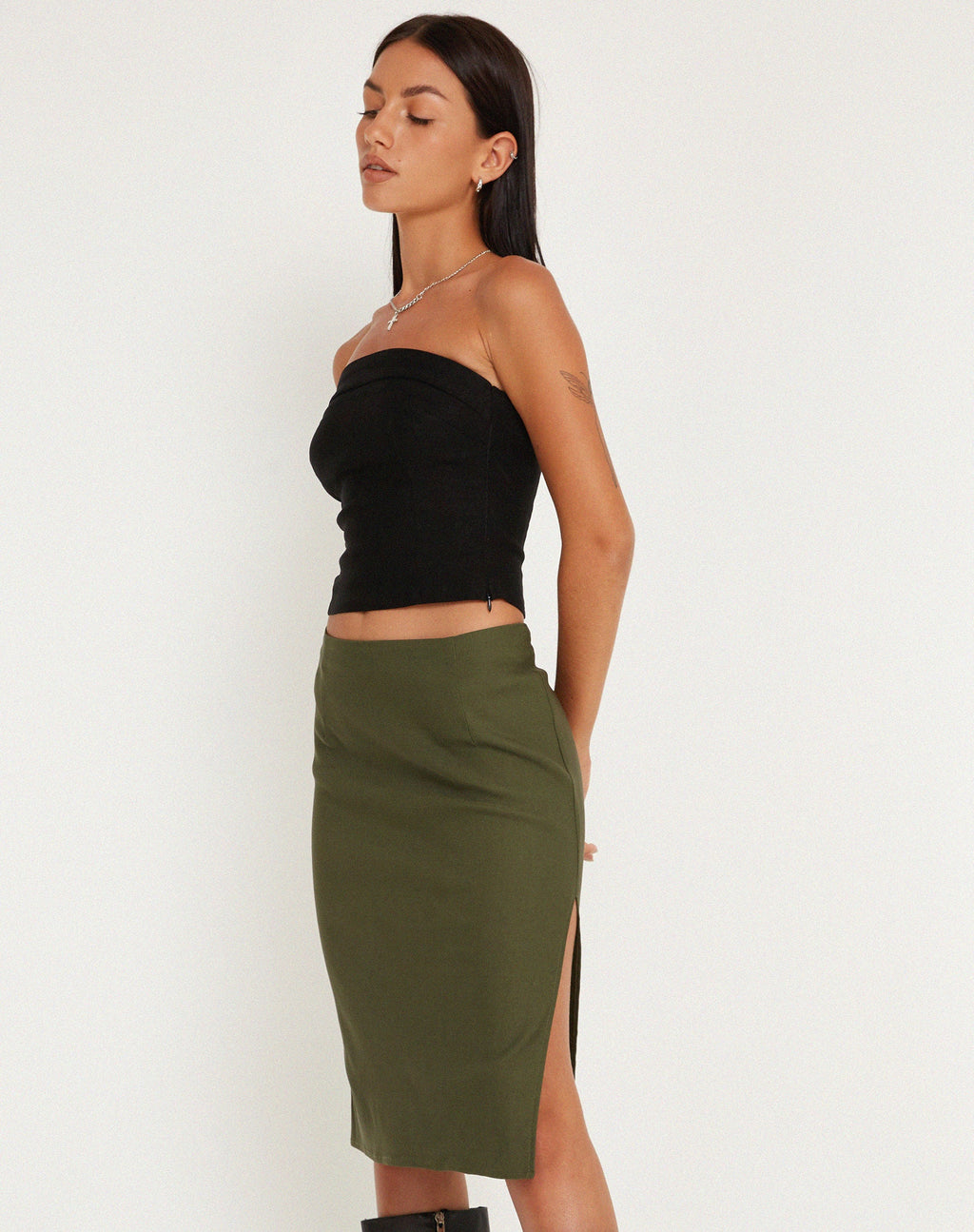 Sekoji Midirock mit Seitenschlitz in Khaki