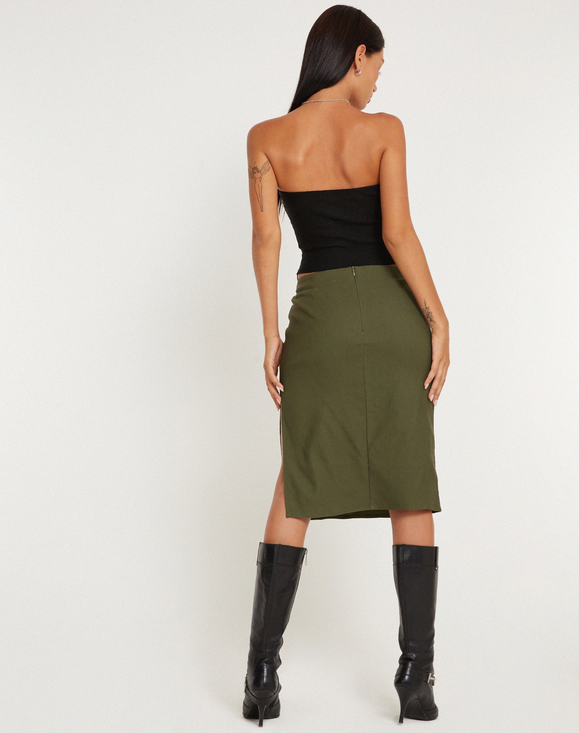 Bild von Sekoji Midirock mit Seitenschlitz in Khaki