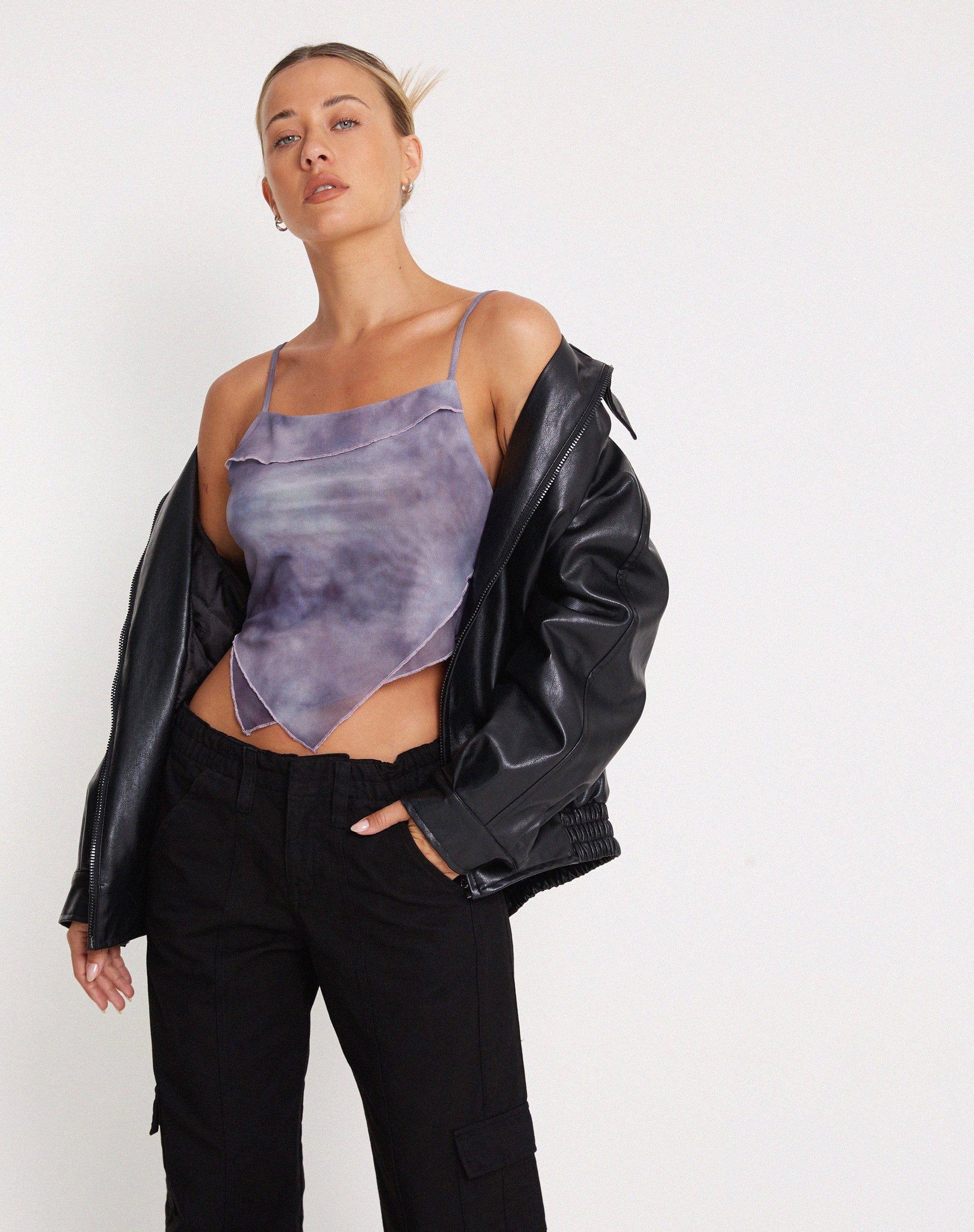 Bild von Shindu Printed Mesh Top in Smokey Gradients Purple