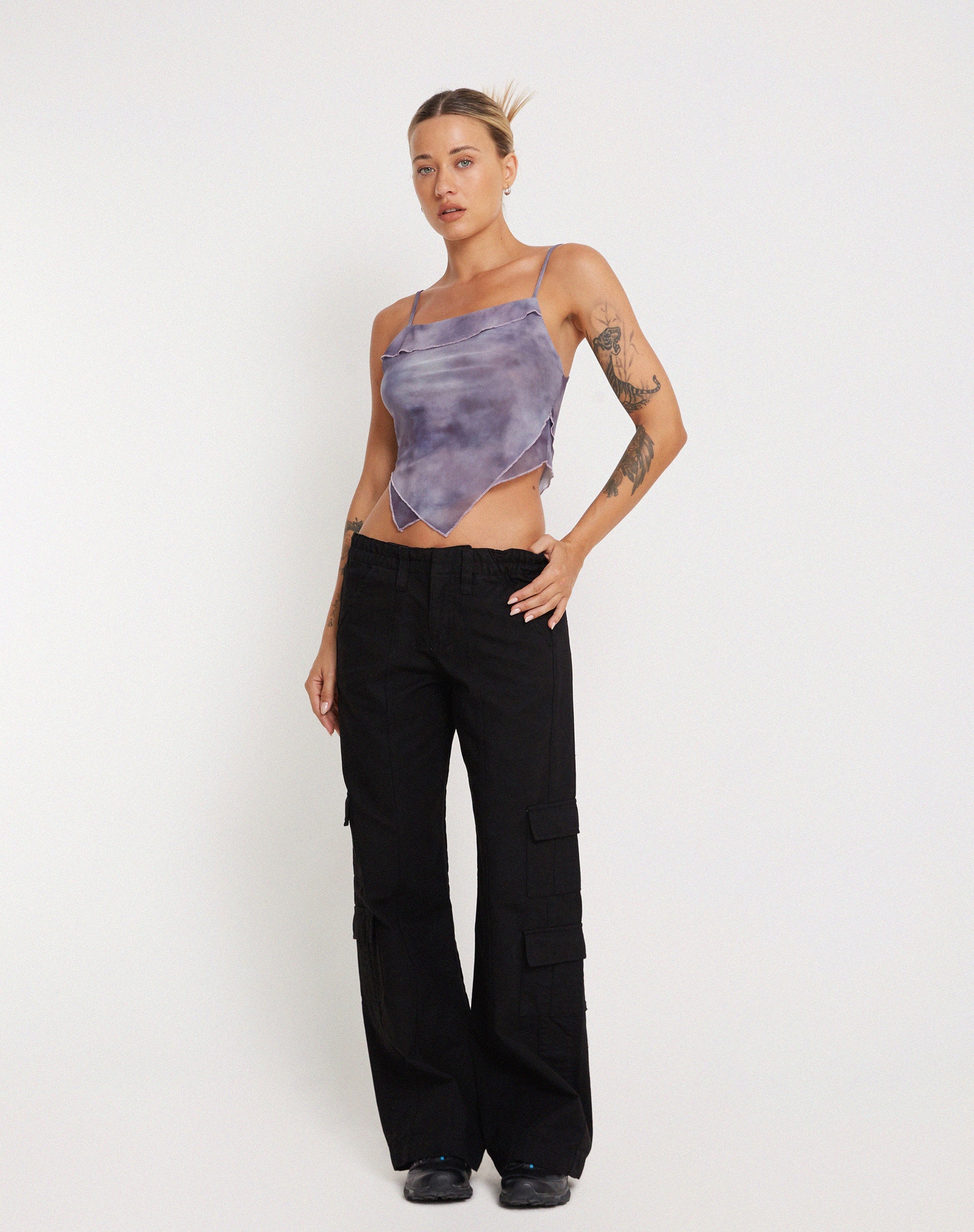 Bild von Shindu Printed Mesh Top in Smokey Gradients Purple