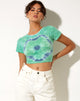 Bild von Tindy Crop Top in Grün Blau Blume Tie Dye