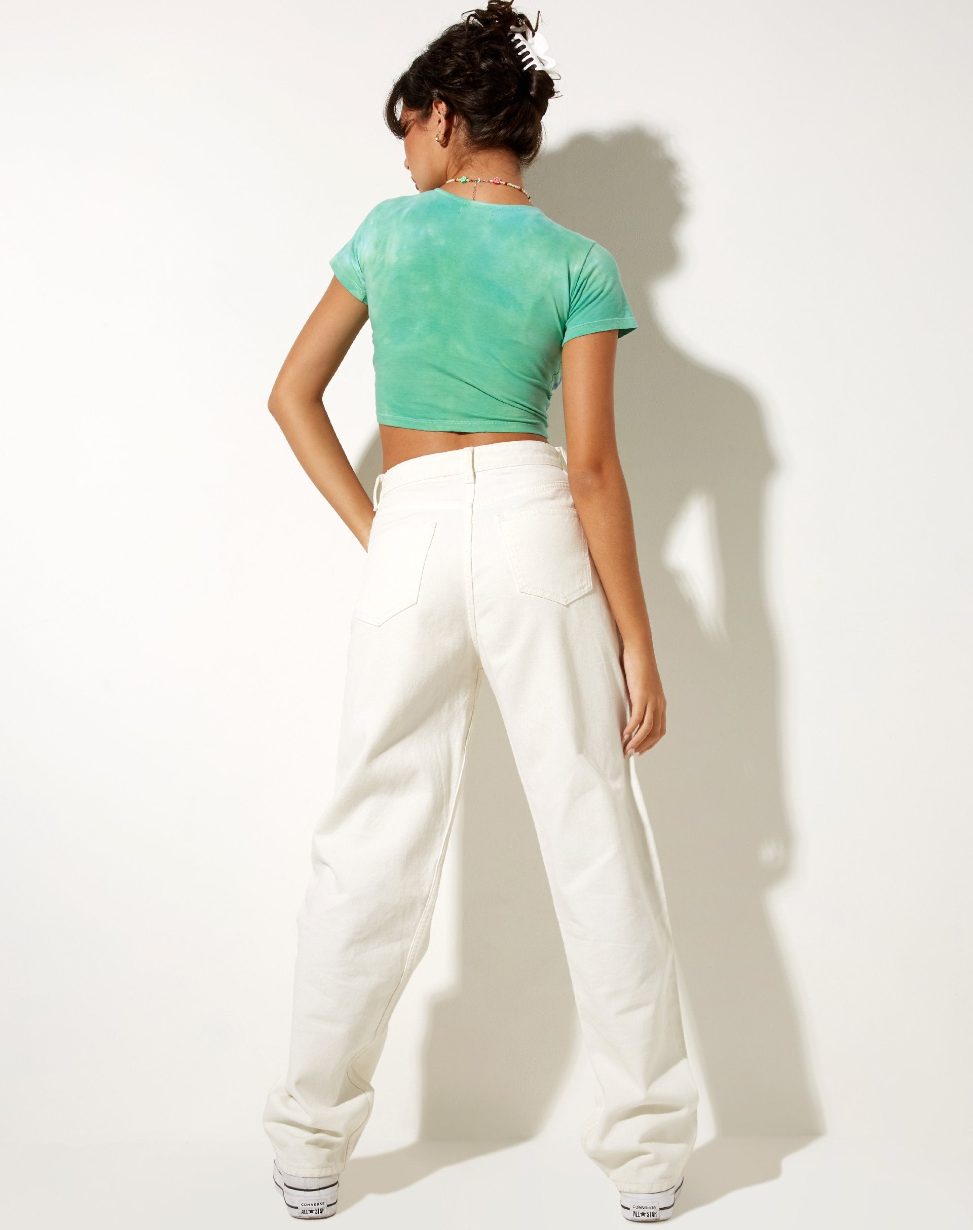 Bild von Tindy Crop Top in Grün Blau Blume Tie Dye